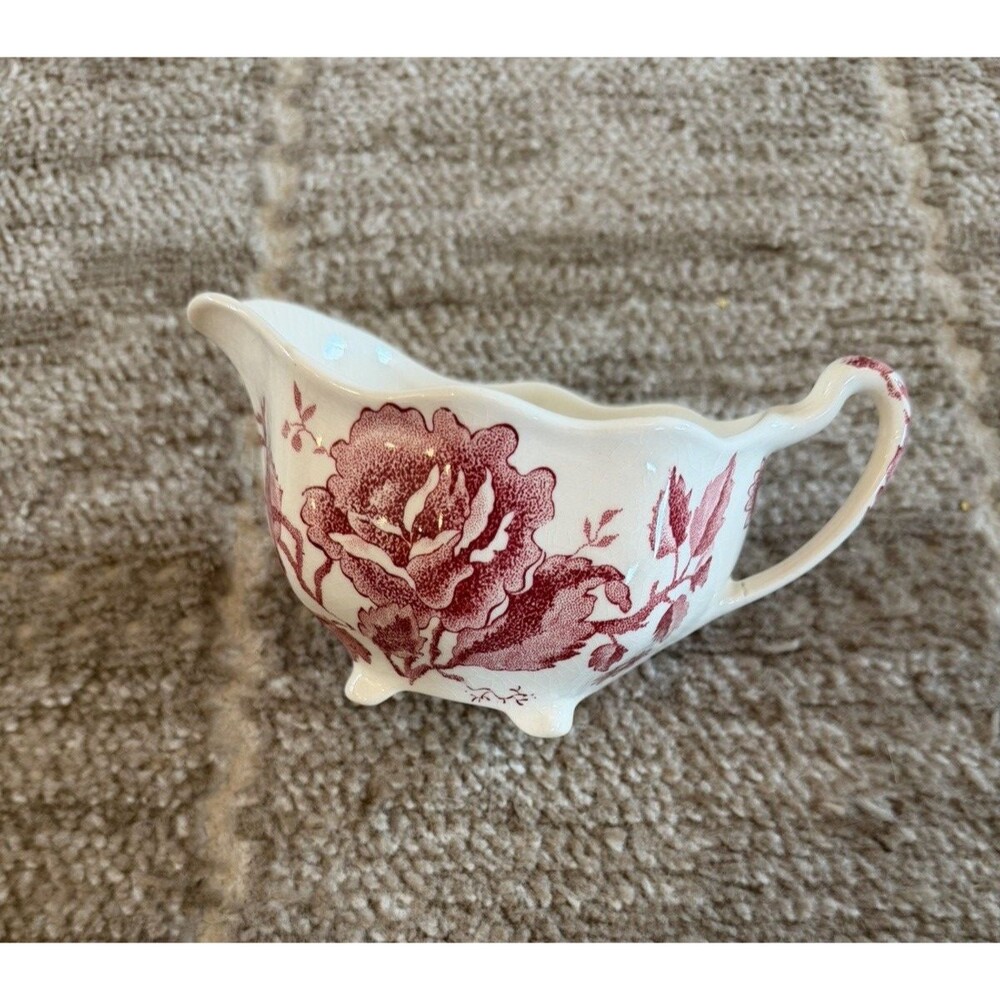 Johnson Bros English Chippendale Red Transferware 4.5” Creamer Pitcher England